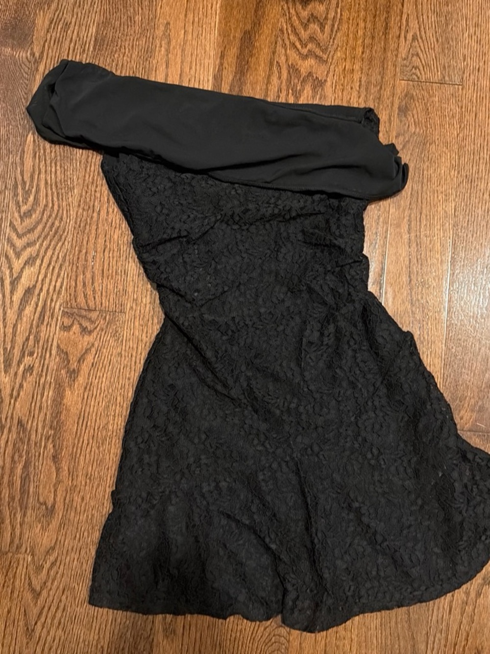 White Fox Boutique Black Strapless Lace Dress